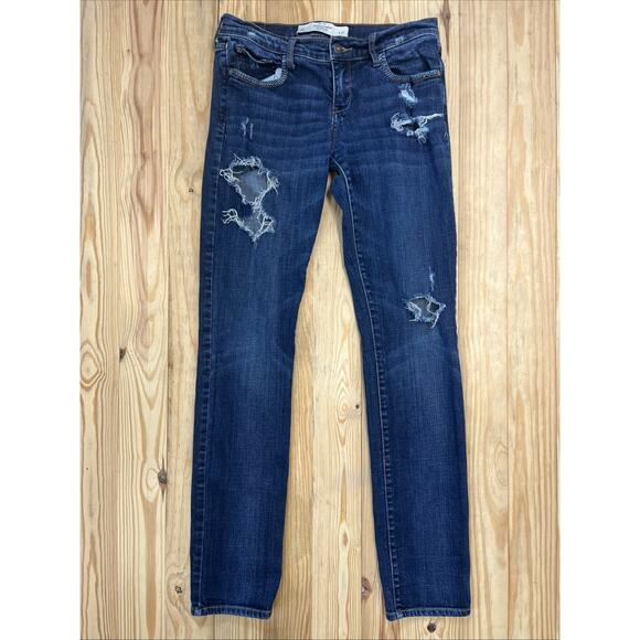Abercrombie & Fitch Blue Distressed Perfect Stretch Jeans Women's 4 27/30 - Picture 1 of 6